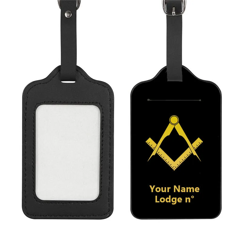 Master Mason Blue Lodge Luggage Tag - Black Leather