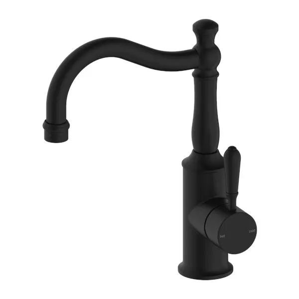 Nero York Basin Mixer Hook Spout Matte Black