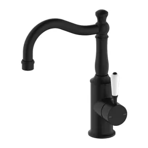Nero York Basin Mixer Hook Spout Matte Black