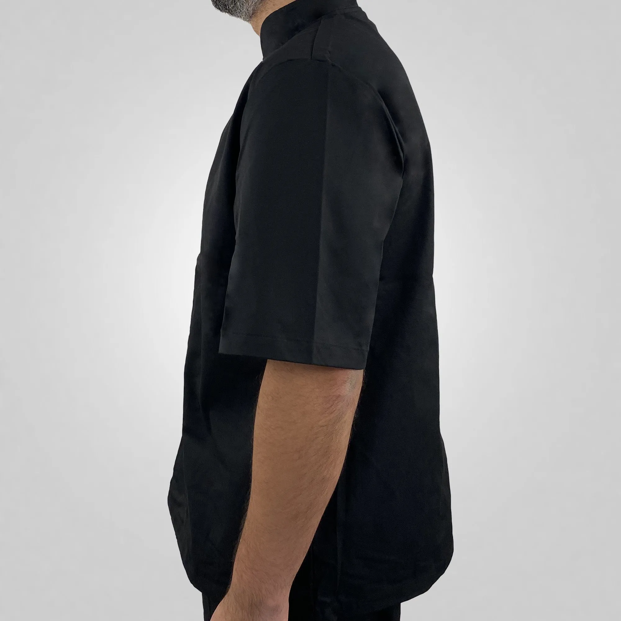 Pegasus Chefwear Black Short Sleeve Chef Jacket with Press Studs