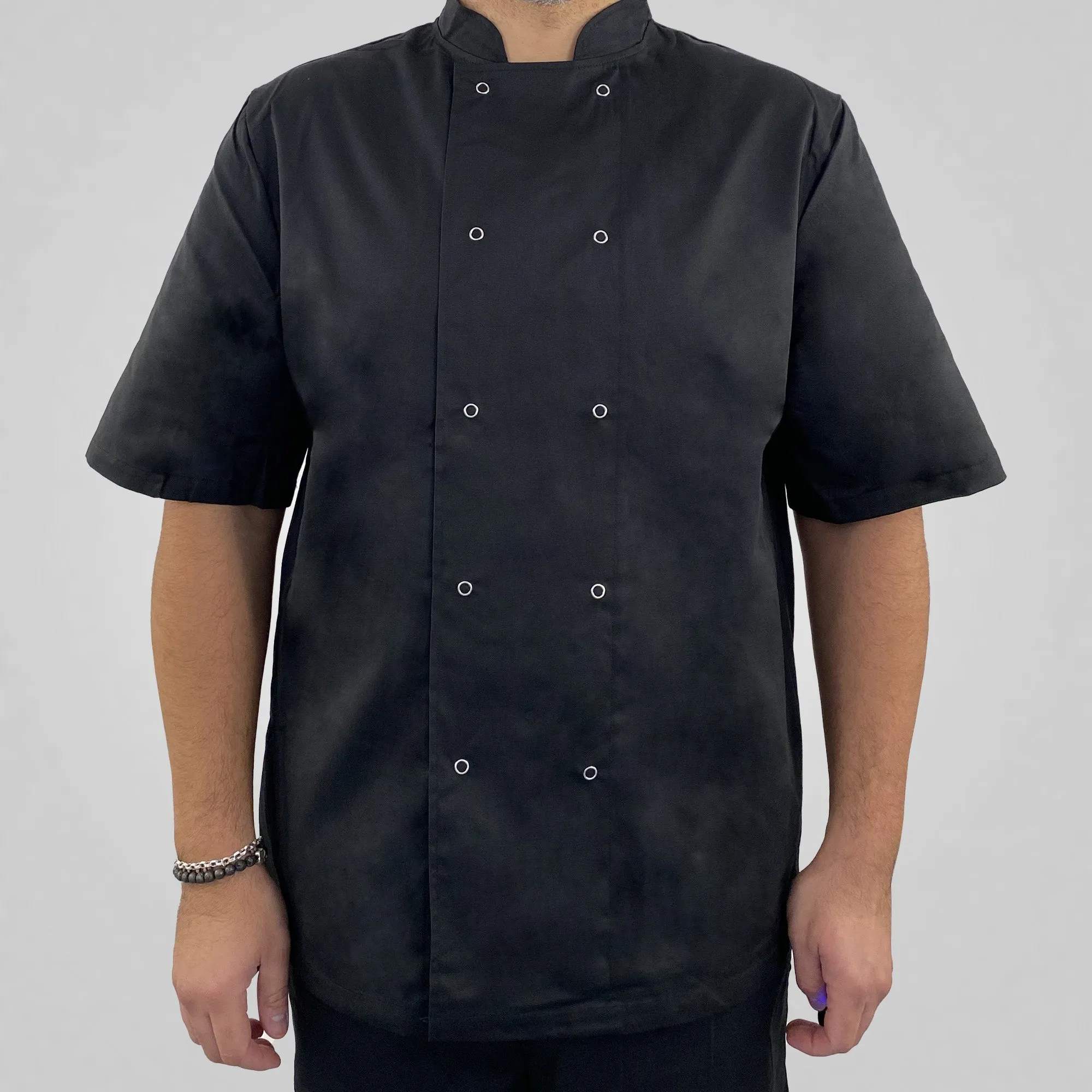 Pegasus Chefwear Black Short Sleeve Chef Jacket with Press Studs