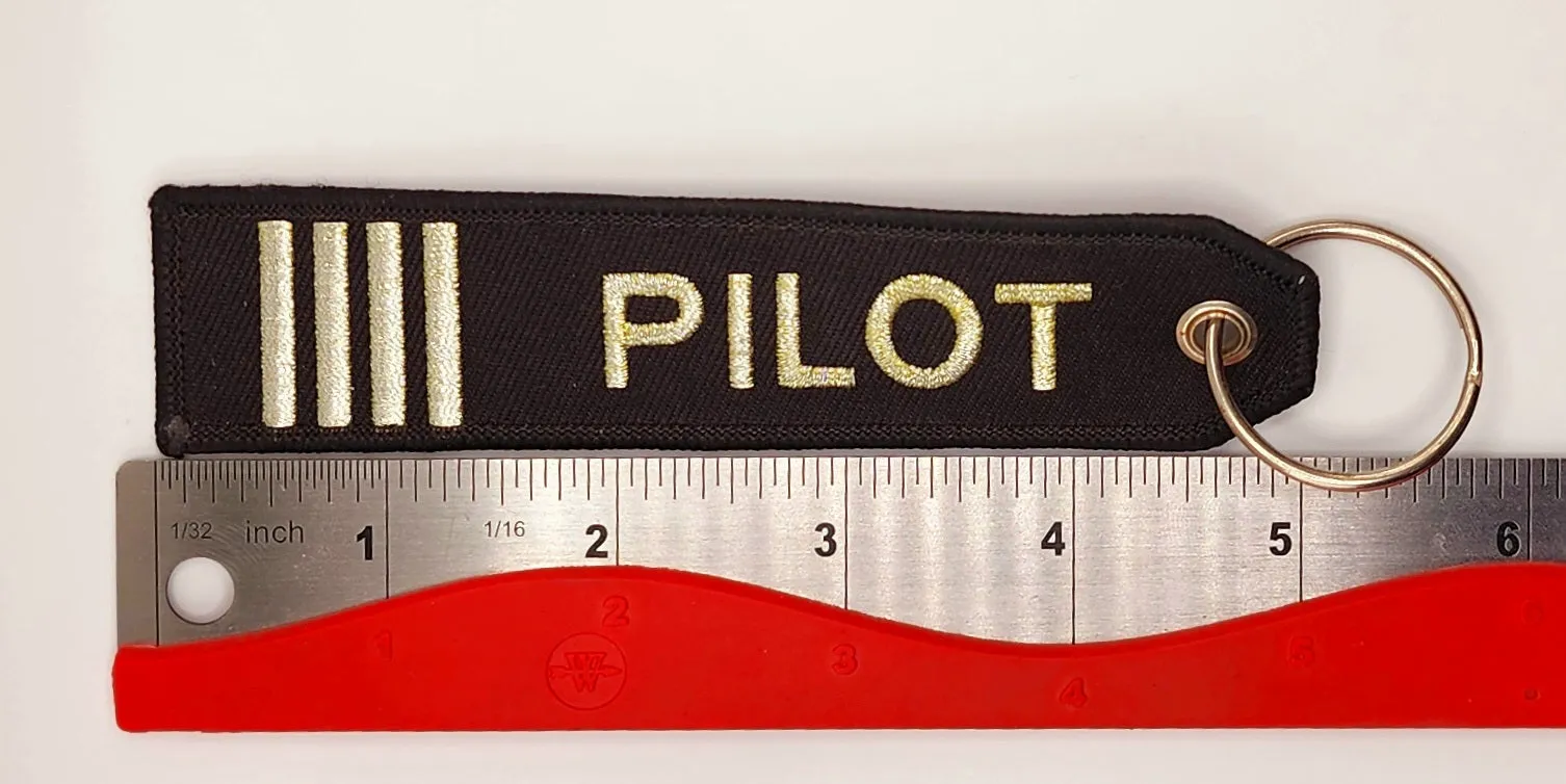 Pilot (Light Gold Lettering) PIC Embroidered Keychain