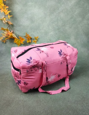 Rectangle Travel Bag Pink with Botanical Prints Design