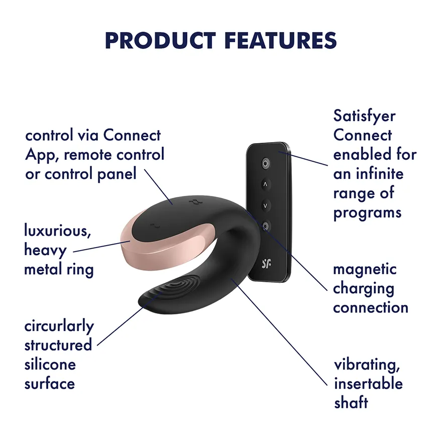 Satisfyer Double Love Partner Vibrator With Remote Control Black
