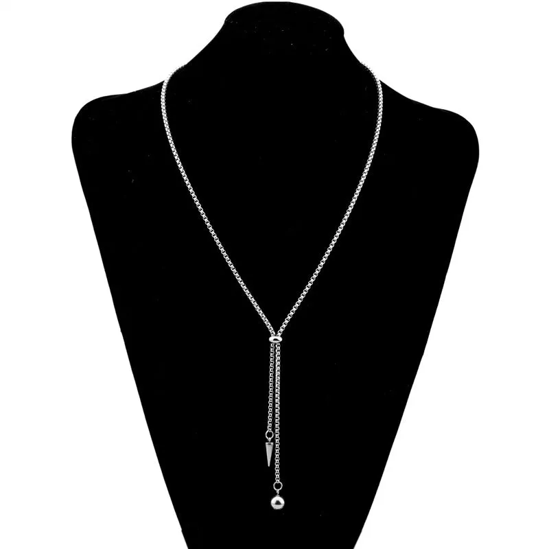 Stylish Rivet Ball Pendant Necklace in Titanium Steel