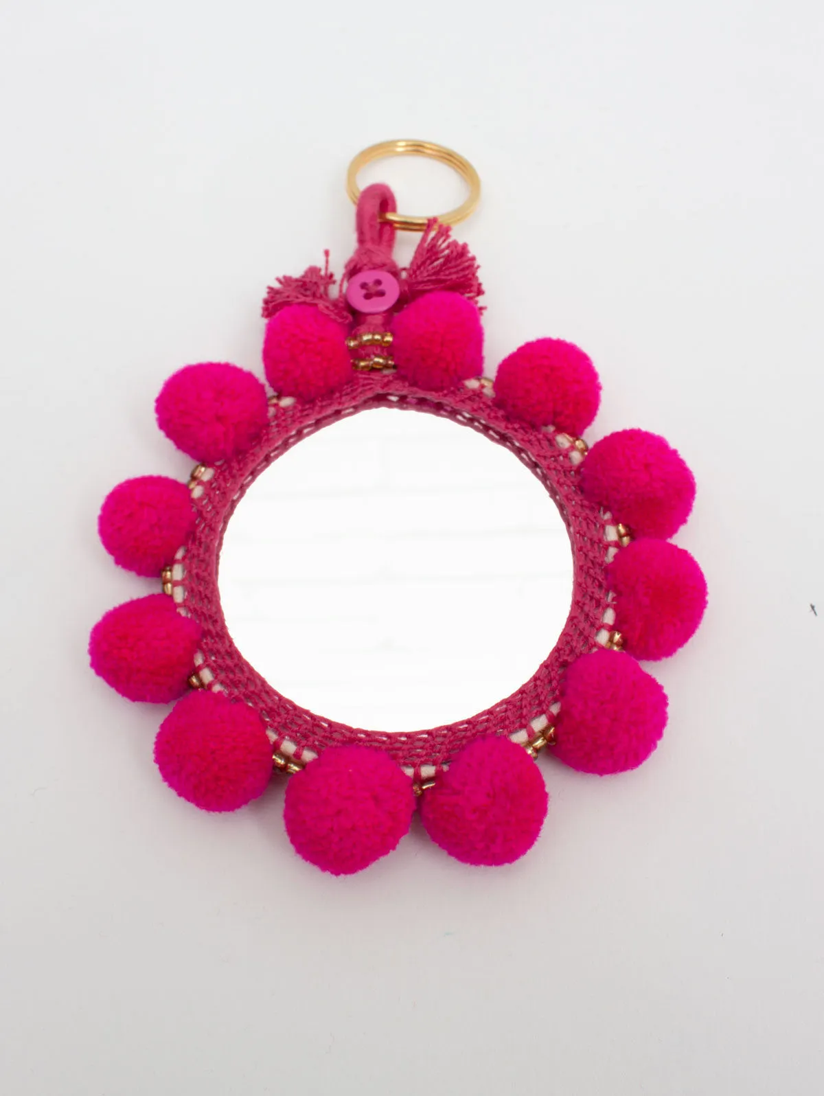 Super Pom Pom Mirror Keyrings, Oversized
