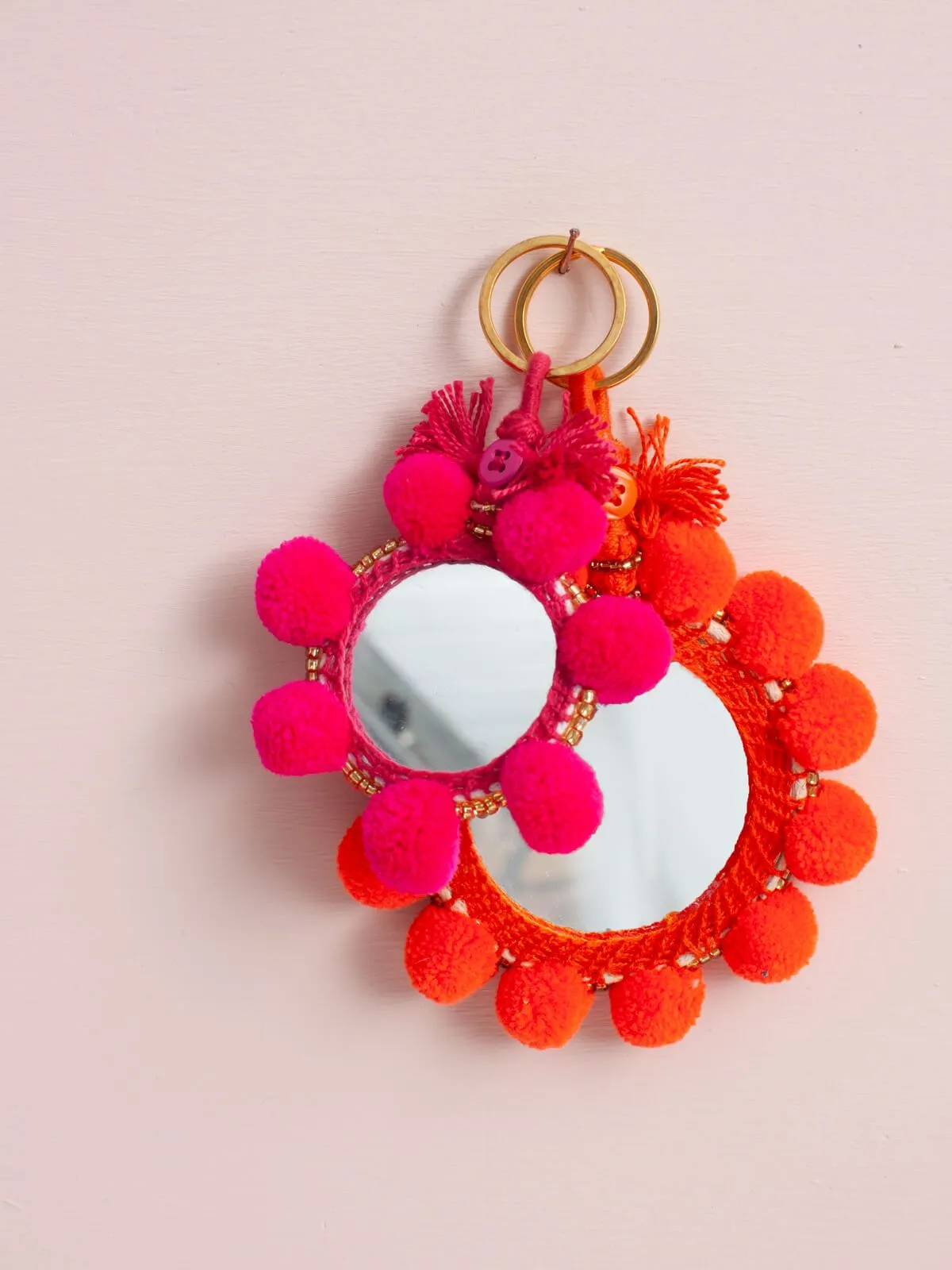 Super Pom Pom Mirror Keyrings, Oversized