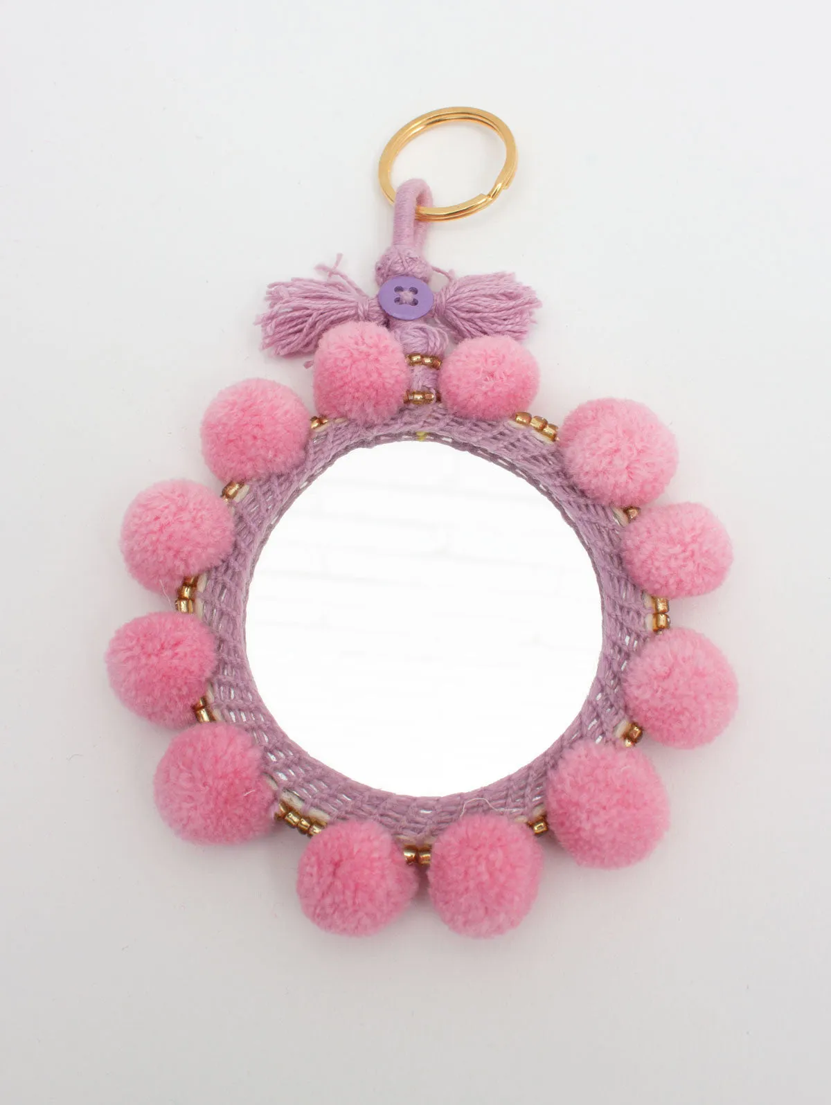 Super Pom Pom Mirror Keyrings, Oversized